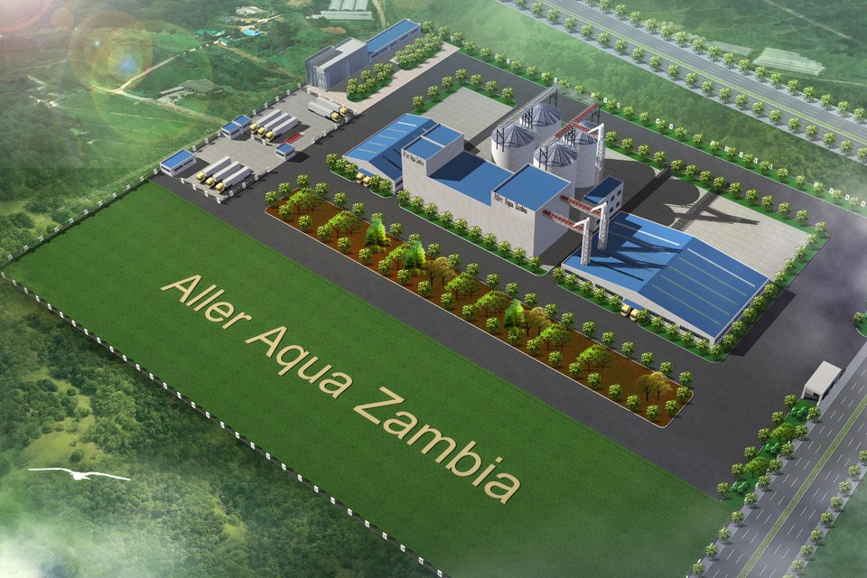 Visualisering af Aller Aqua's fabrik i Zambia