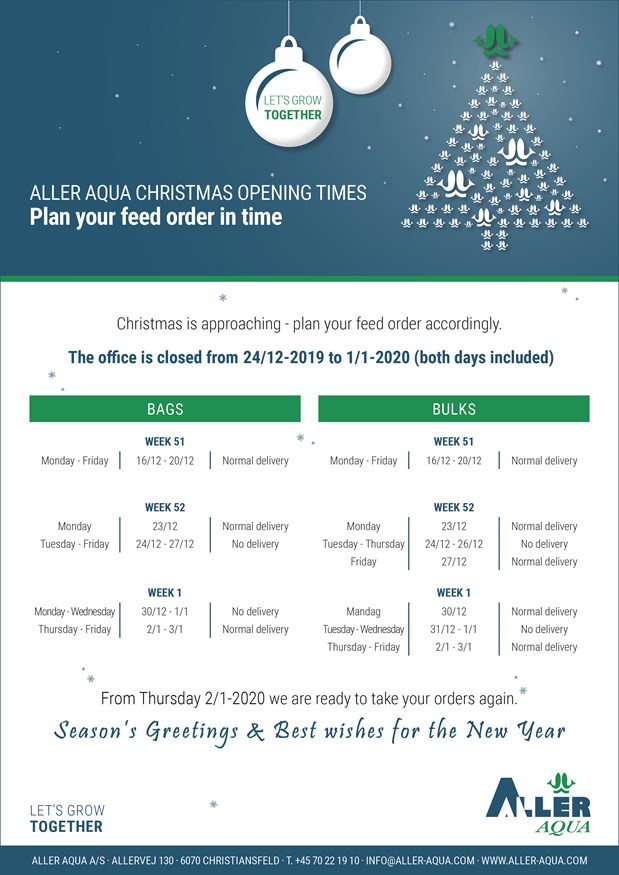 Aller Aqua Christmas opening times